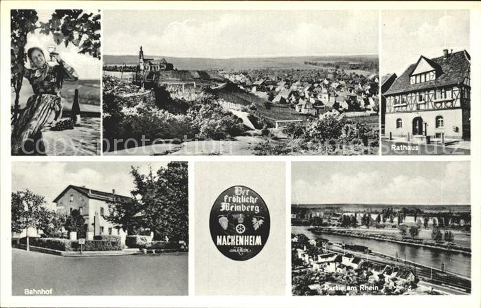 Nackenheim Totalansicht Rathaus Bahnhof Rheinpartie