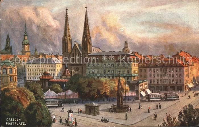 DRESDEN Elbe Postplatz Kirche