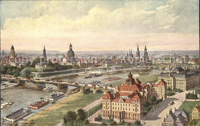 DRESDEN Elbe Kgl Ministerien und Altstadt Zeppelin Aufnahme