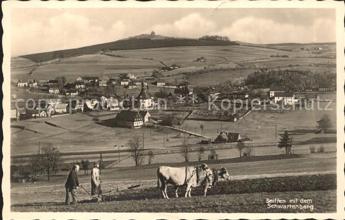 Seiffen Erzgebirge mit Berggasthaus Schwartenberg Ochsengespann
