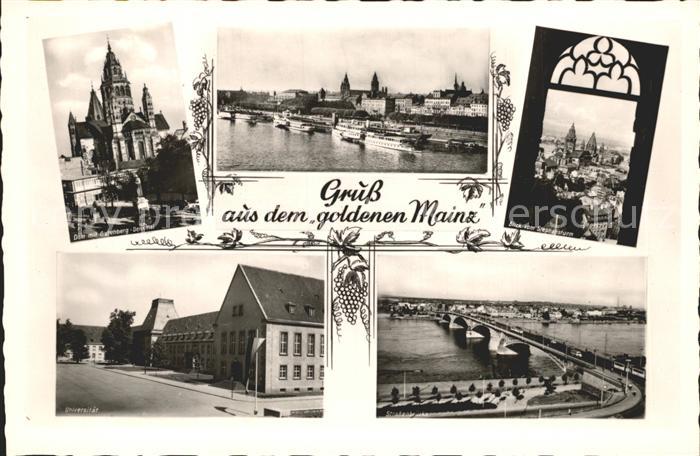 Mainz Rhein Dom Gutenberg Denkmal Stadtblick vom Stephansturm Universitaet Stras