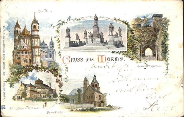 Worms Rhein Dom Staedt Festspielhaus Pauluskirche Luther Pfoertchen Luther Denkm