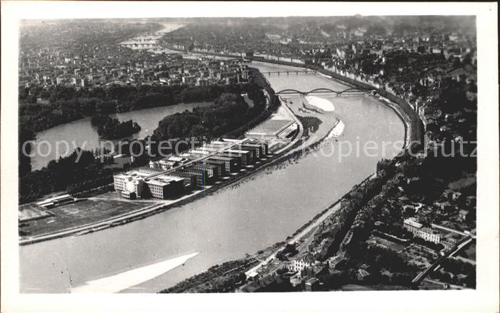 Lyon France Le Palais de la Foire et les Ponts sur le Rhone
