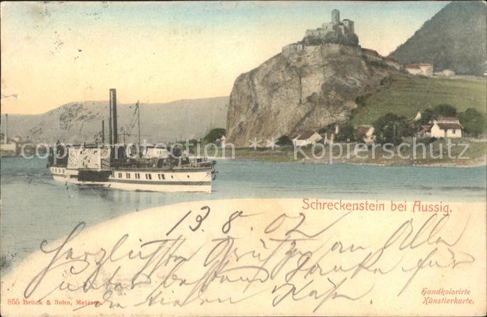 Aussig Tschechien Burg Schreckenstein Elbe Dampfer