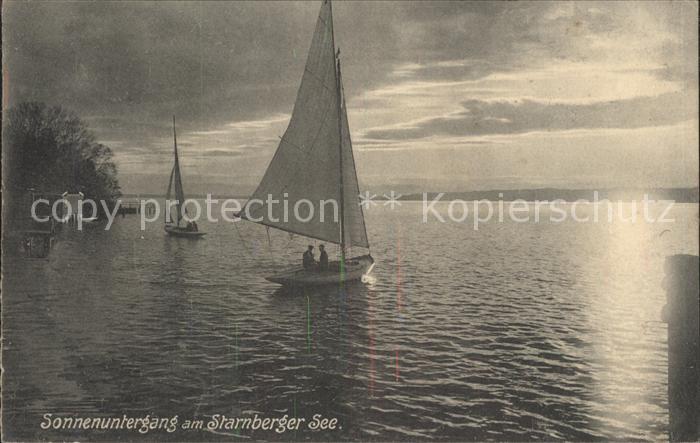 Starnberg Starnbergersee Bayern Sonnenuntergang am Starnberger See Segelboot