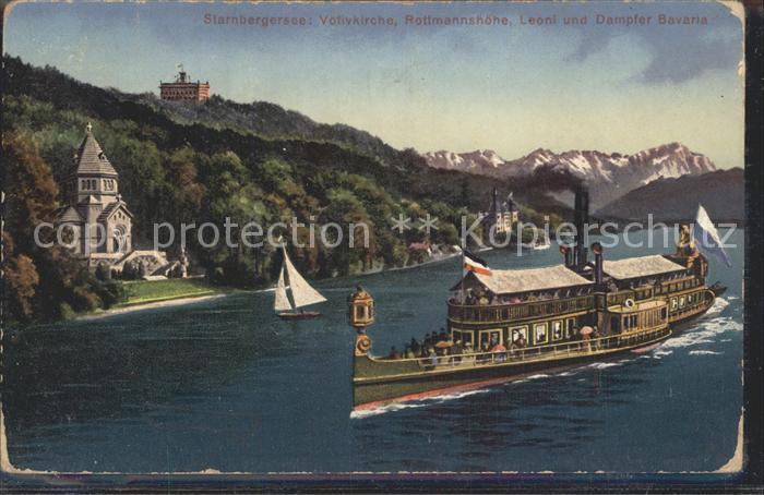 Starnberg Starnbergersee Bayern Votivkirche Rottmannshoehe Leoni Dampfer Bavaria