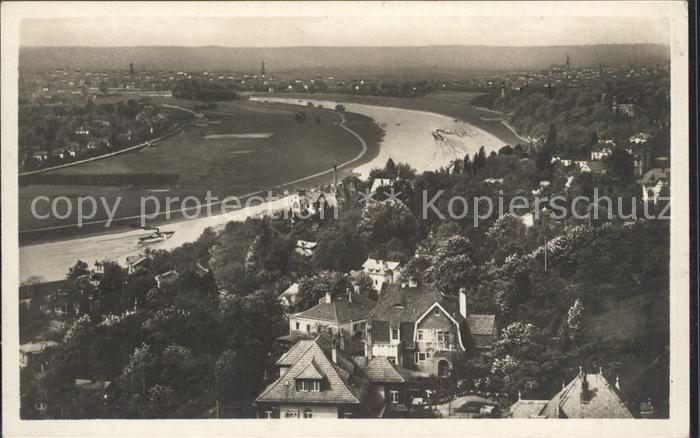 Loschwitz Panorama Blick vom Luisenhof nach Dresden Elbe