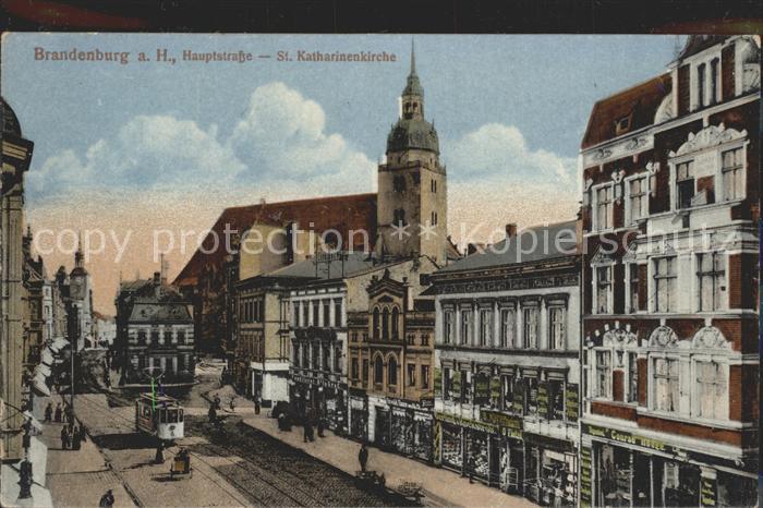 Brandenburg Havel Hauptstrasse St Katharinenkirche Strassenbahn