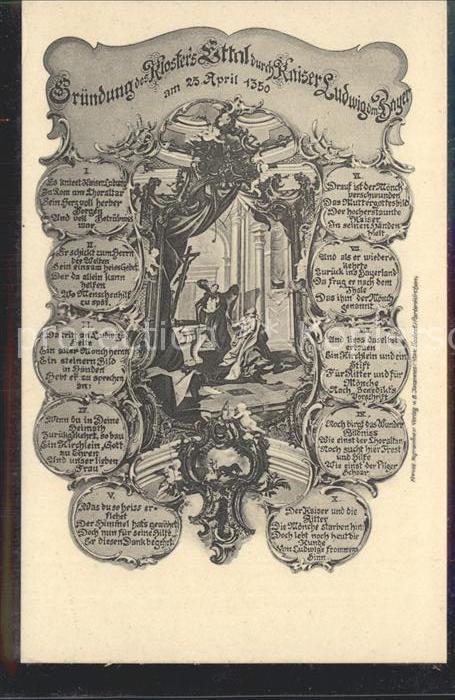 Ettal Gruendung des Klosters durch Kaiser Ludwig dem Bayer anno 1350