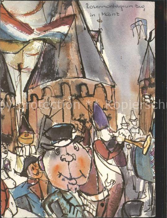 Mainz Rhein Rosenmontagsumzug Kuenstlerkarte
