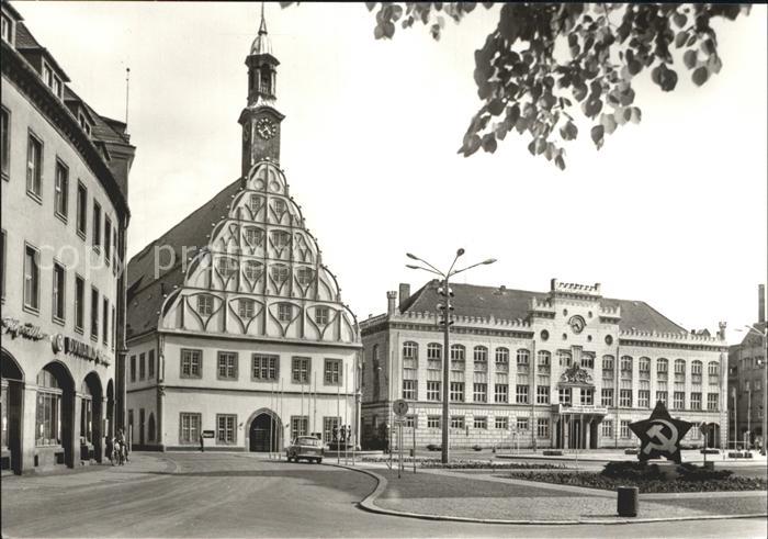 Zwickau Sachsen Hauptmarkt mit Rathaus und Gewandhaus