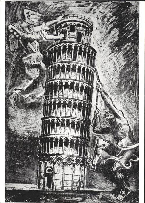 Milano Marittima Trattoria Toscana Torre di Pisa Zeichnung