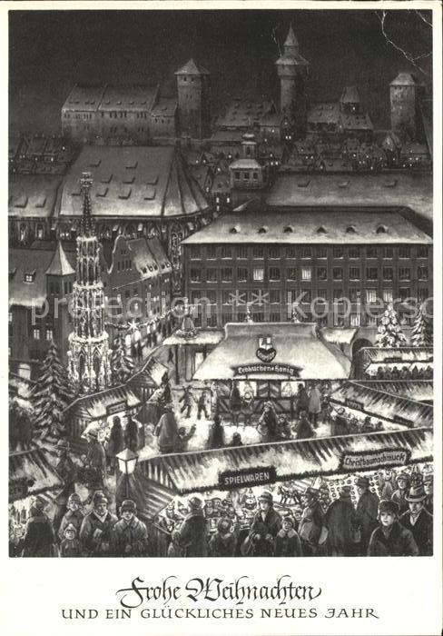 NueRNBERG  CITY Weihnachtskarte mit Christkindles-Markt