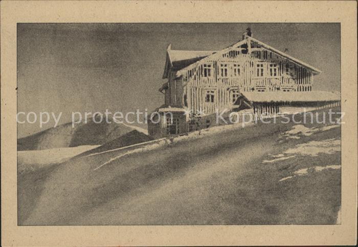 Schneekoppe Snezka Prinz Heinrich Baude tief verschneit