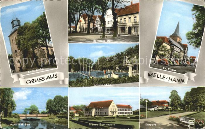 Melle Osnabrueck Evangelische KIrche Kurpark Schwimmbad Rathausplatz