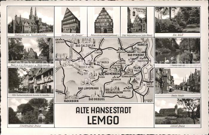 Lemgo Lippe NRW Rathaus mit Nikolaikirche Schlossmuehle Brake Am Wall