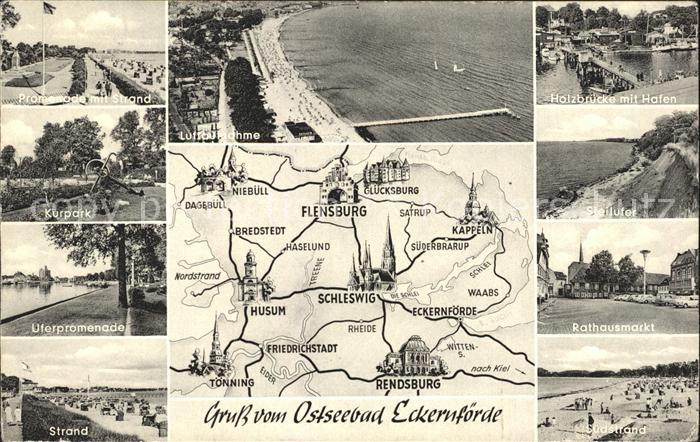 ECKERNFoeRDE Ostseebad Promenade mit Strand Kurpark Rathausmarkt Steilufer