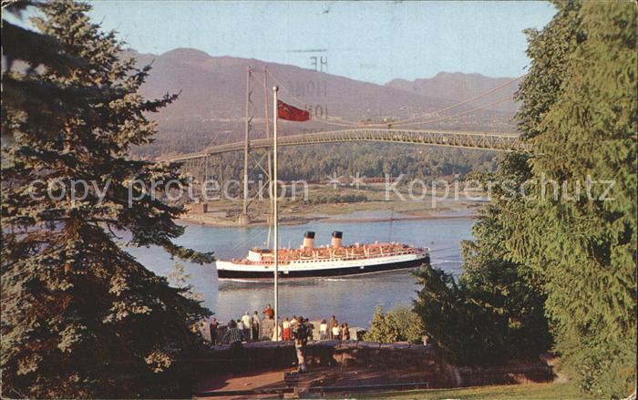 Vancouver British Columbia Princess Patricia passing under The Lions Gat Bridge