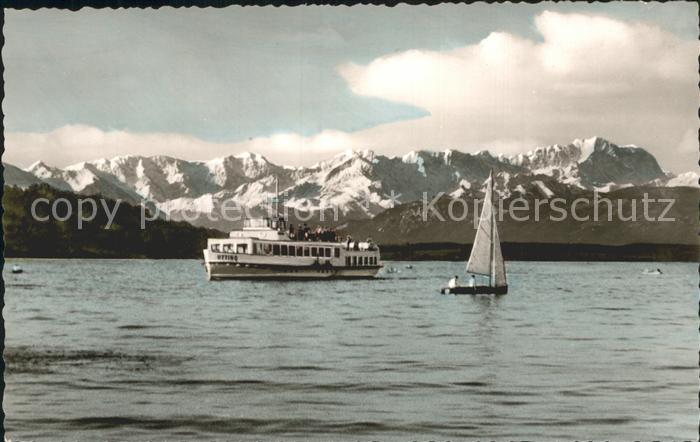 Motorschiffe Utting Segelboot Zugspitzmassiv Ammersee