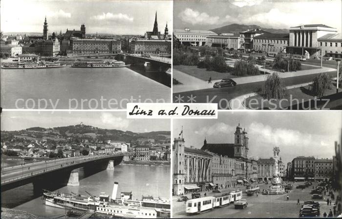 Dampfer Seitenrad Linz an der Donau Strassenbahn