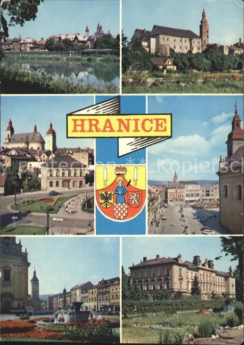 Hranice nad Morave Nabrezi reky Becvy Zerotinsky zamek Pohled na kistorickou cas