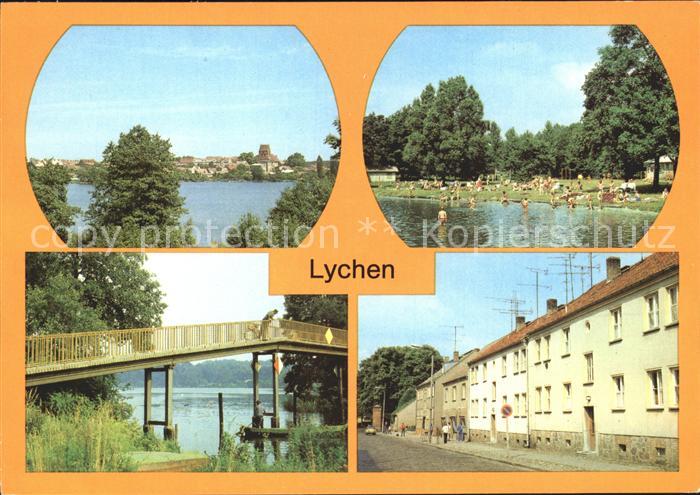 Lychen Stadtsee Strandbad Lychensee Fussgaengerbruecke Fuerstenberger Str