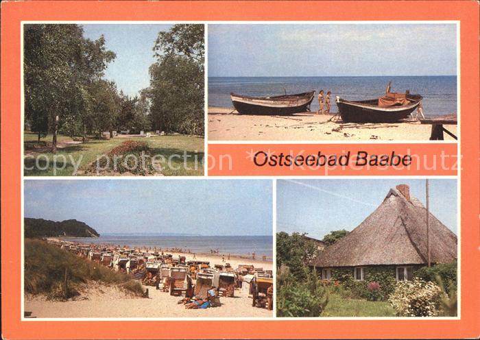 Baabe Ostseebad Ruegen Kurpark Boote Strand Rohrdachhaus