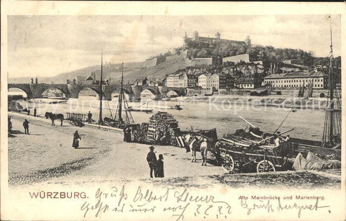 WueRZBURG Bayern alte Mainbruecke und Marienberg