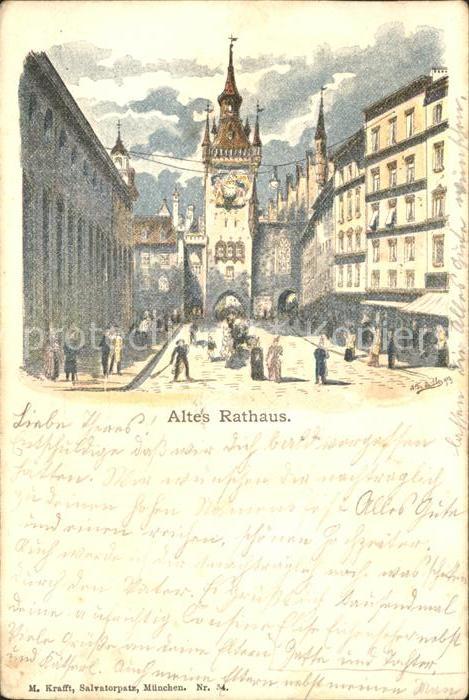 Muenchen Bayern Altes Rathaus Kuenstlerkarte