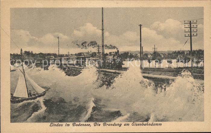 Lindau Bodensee Brandung am Eisenbahnbann