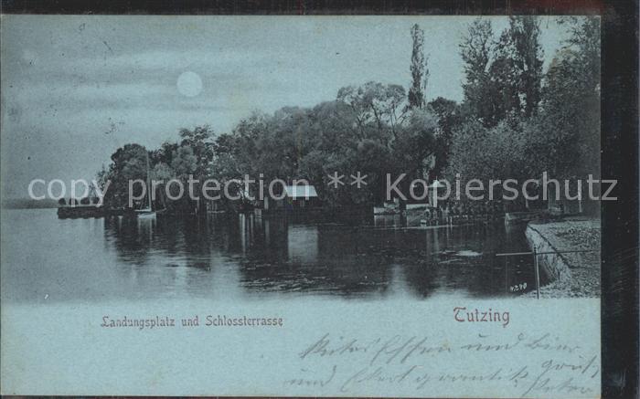 Tutzing Landungsplatz und Schlossterrasse bei Mondschein