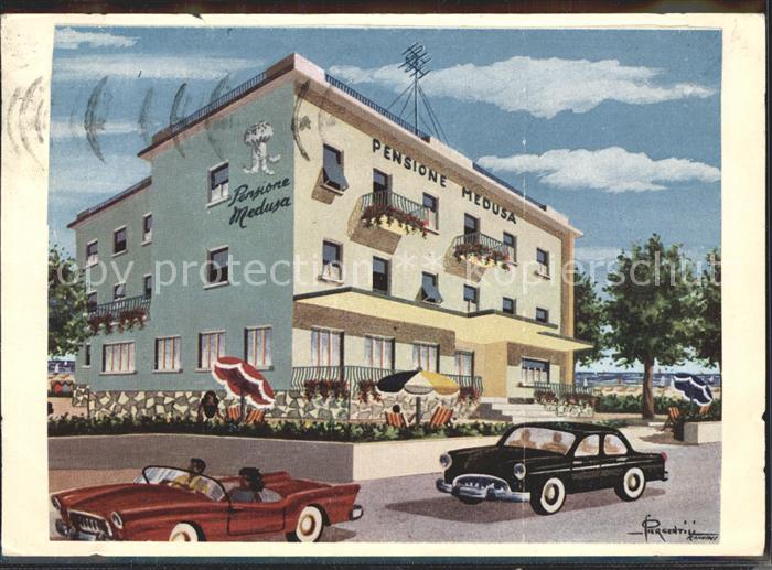 Rimini Pensione Medusa Kuenstlerkarte