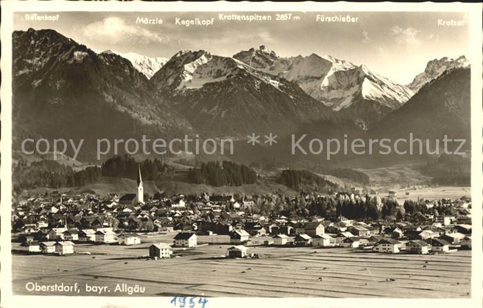 Oberstdorf Totalansicht mit Allgaeuer Alpen