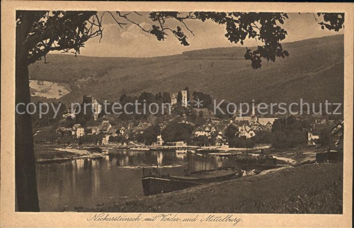 Neckarsteinach Neckarpartie mit Vorder und Mittelberg