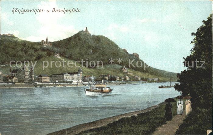 Koenigswinter Rhein mit Drachenfels