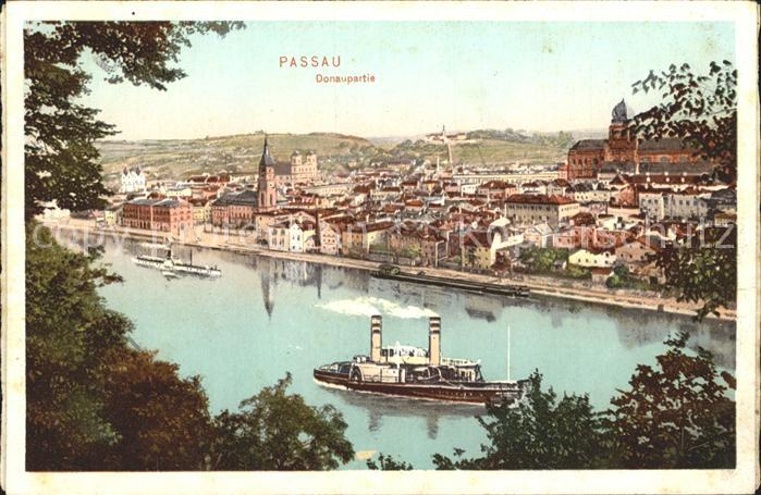 PAssAU Bayern Donaupartie Dampfer Stadtansicht
