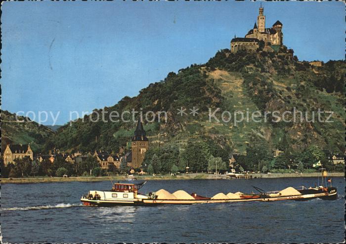 Marksburg am Rhein Frachtschiff