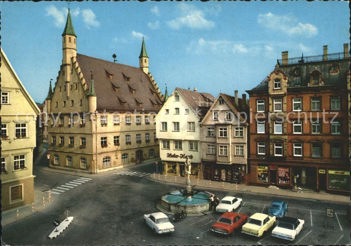 Biberach Riss Marktplatz und Rathaus Brunnen