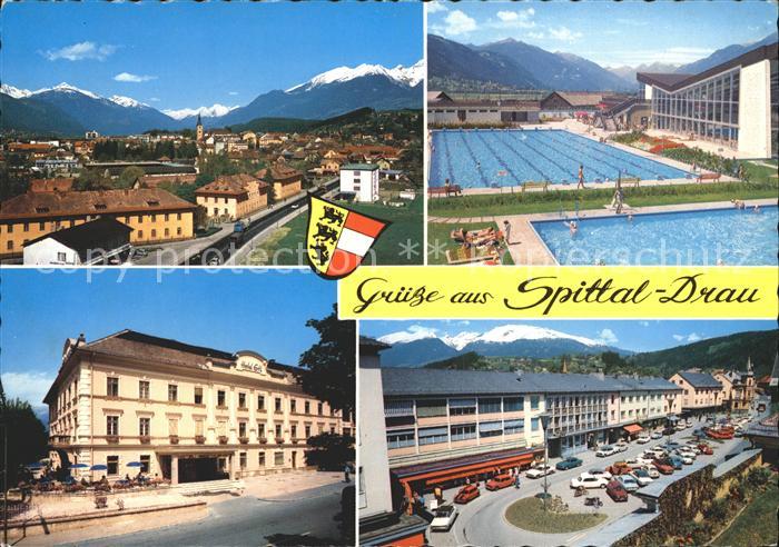 Spittal Drau Stadtblick Schwimmbad Strassenpartien