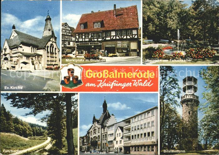 Grossalmerode Ev Kirche Marktplatz Brunnen Park am Felsenkeller Fahrbachtal Rath