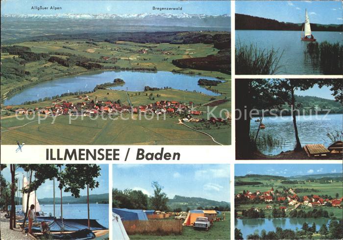 Illmensee Fliegeraufnahme Segelpartie Bootshafen Zeltplatz Ortsblick