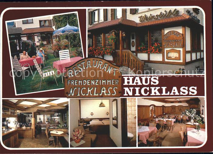 Ingelfingen Restaurant Haus Nicklass Gartenterrasse Gastraum Zimmer Weinstueble