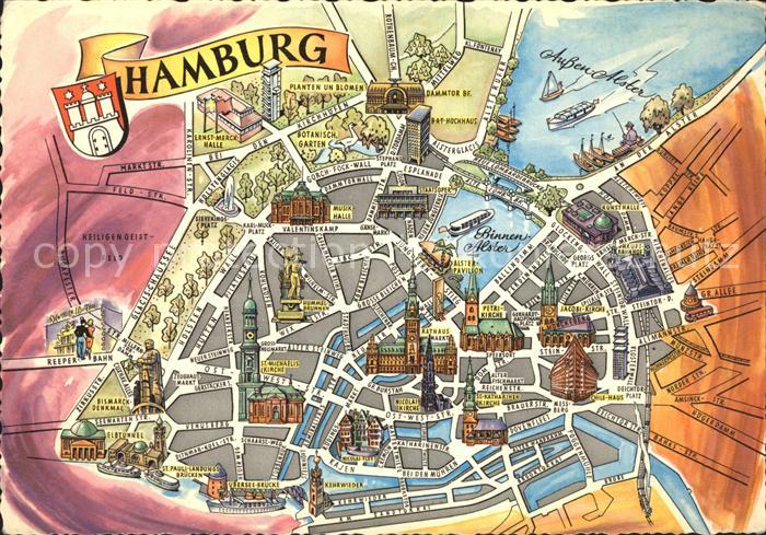 HAMBURG  CITY Stadtplan Illustration