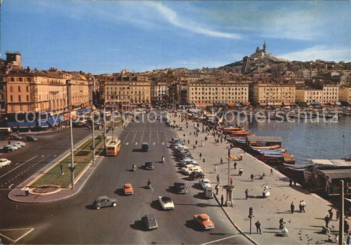 Marseille Bouches-du-Rhone Le Quai des Belges Au fond Notre Dame de la Garde