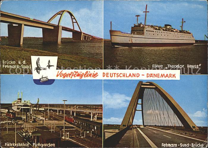Fehmarnsund Br?cke ?ber den Fehmarn Sund F?hre Theodor Heuss F?hrbahnhof Puttgar