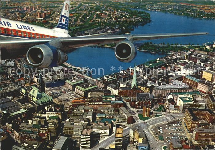 HAMBURG  CITY City mit Binnenalster und Aussenalster Passagierflugzeug