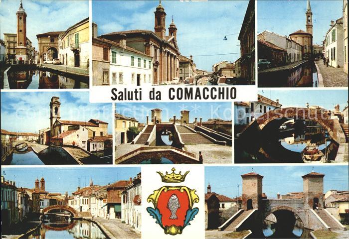 Comacchio Teilansichten Kanal Bruecke Wappen Krone