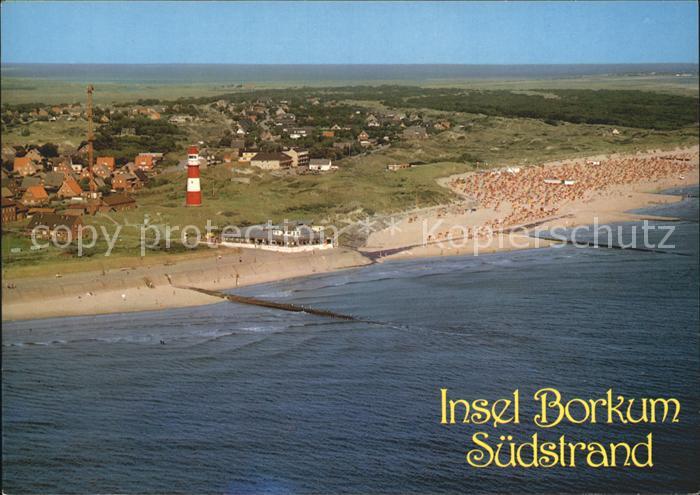 BORKUM Nordseebad Niedersachsen Suedstrand Leuchtturm Insel Fliegeraufnahme