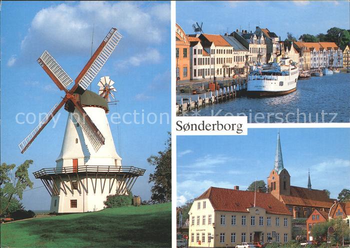 Sonderborg Windmuehle Hafen Faehre Kirche