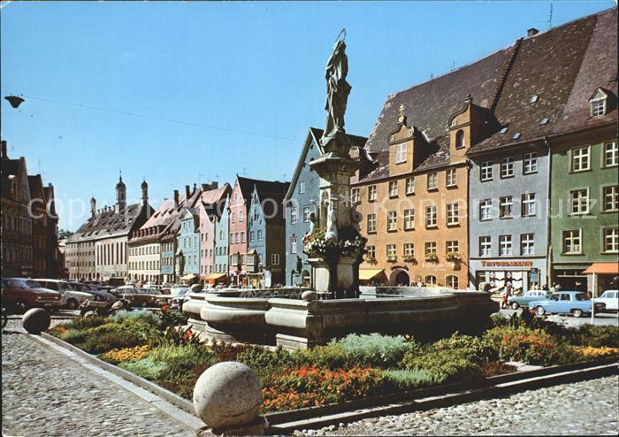 Landsberg Lech Herkommerstrasse mit Marienbrunnen